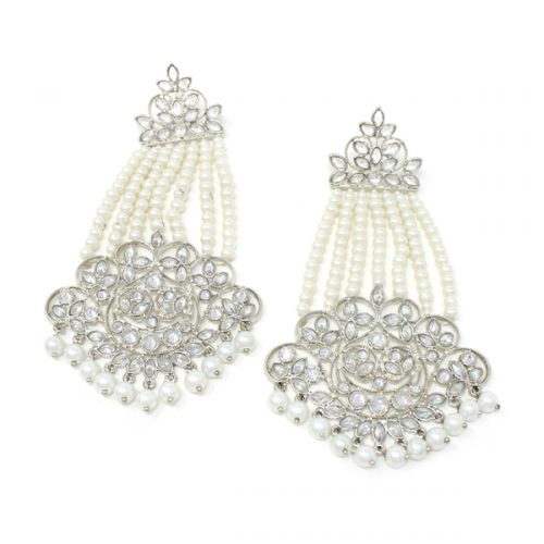 silver pearl drop earrings Keya
