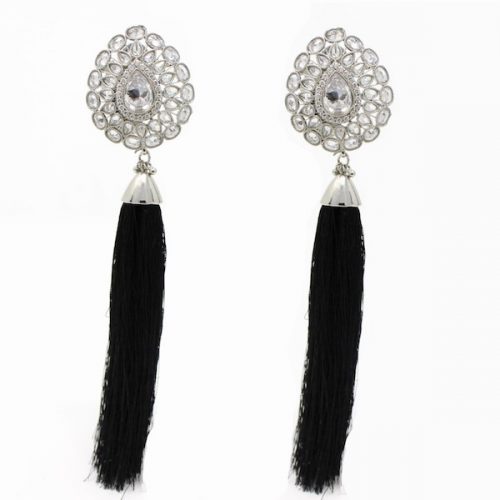 Indian Jewelry Tassel Earrings Black Haute Collection