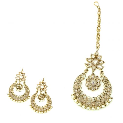Indian Jewelry Tariya Tikka Set Kundan Polki Set Antique Gold Tikka Set