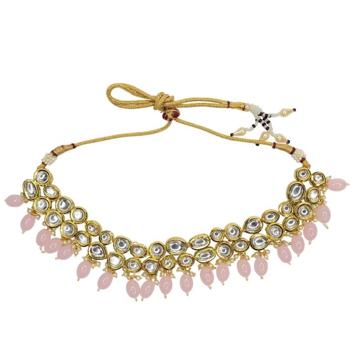 Indian Jewelry Choker Necklace Set Pink